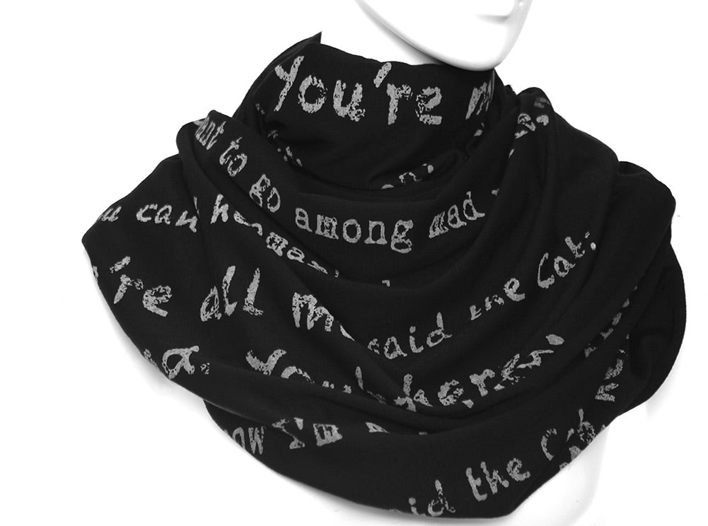 Alice in Wonderland Book Scarf by Lewis Carroll BLACK