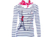 Text on t-shirt  - Paris - Je t'aime - White Black Stripes