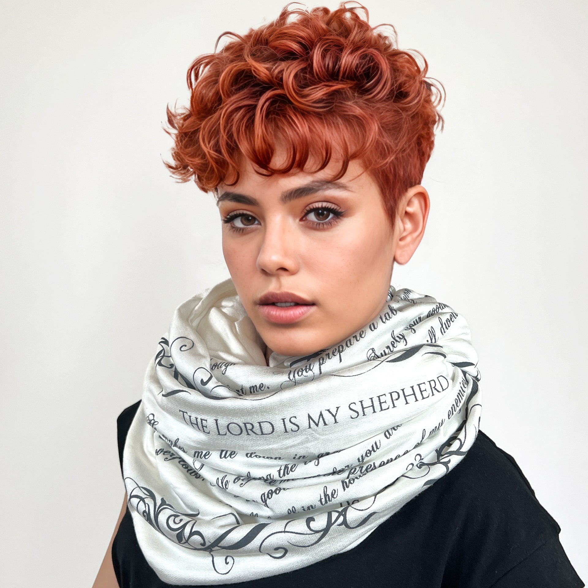 The BIBLE book scarf  PSALM 23 IVORY