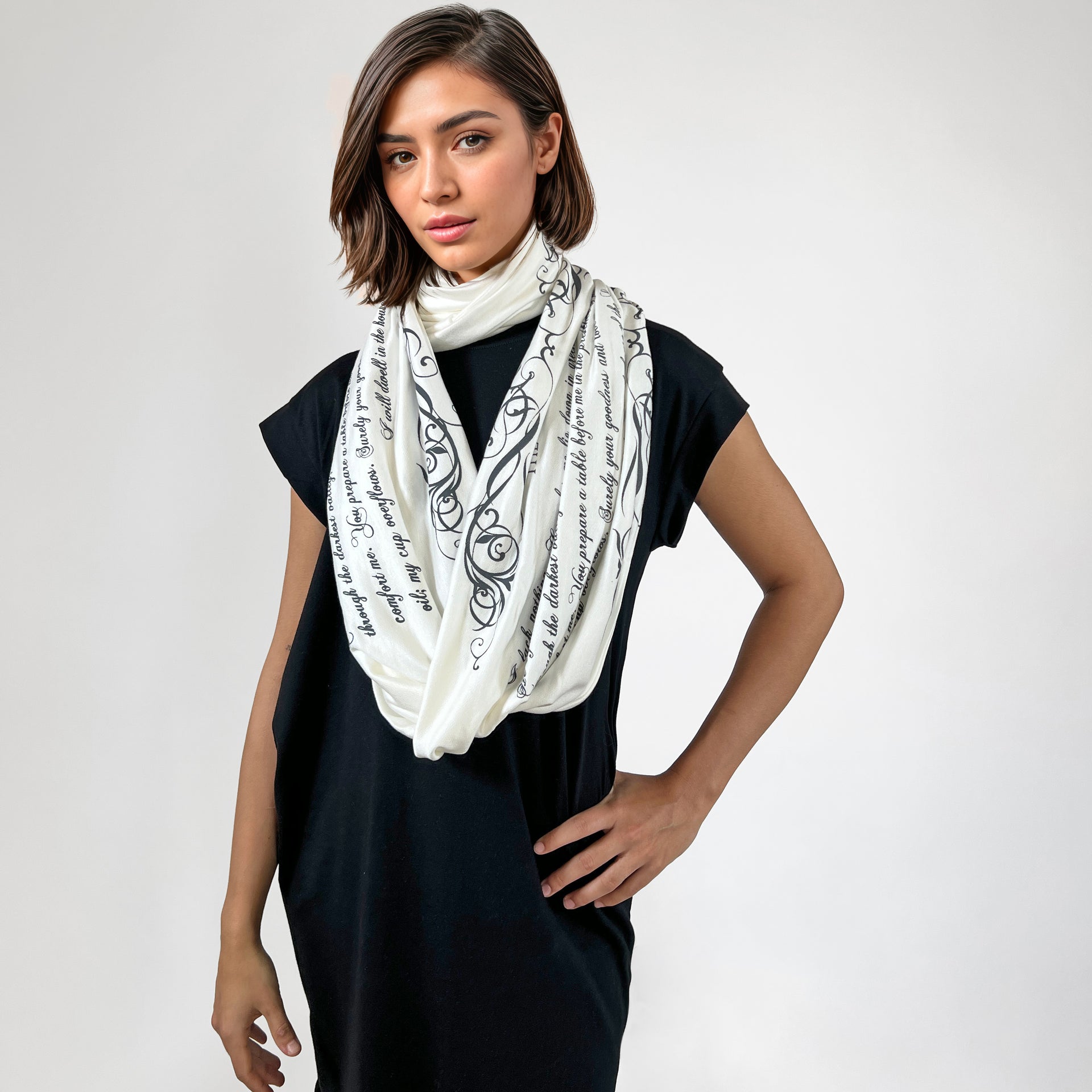 The BIBLE book scarf  PSALM 23 IVORY