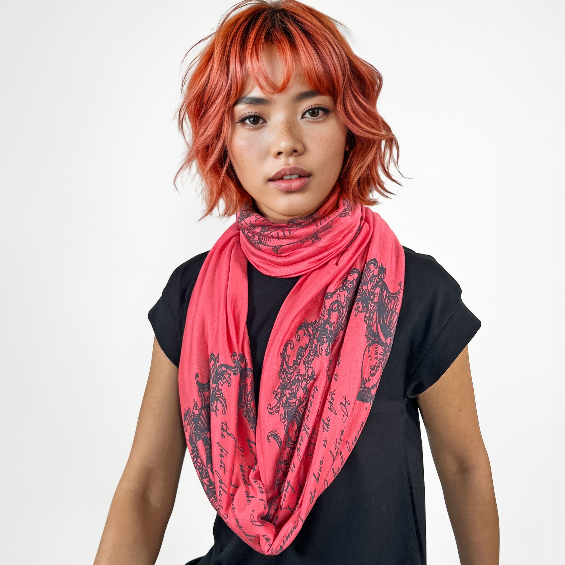 Pride and Prejudice book scarf by Jane Austen CORAL