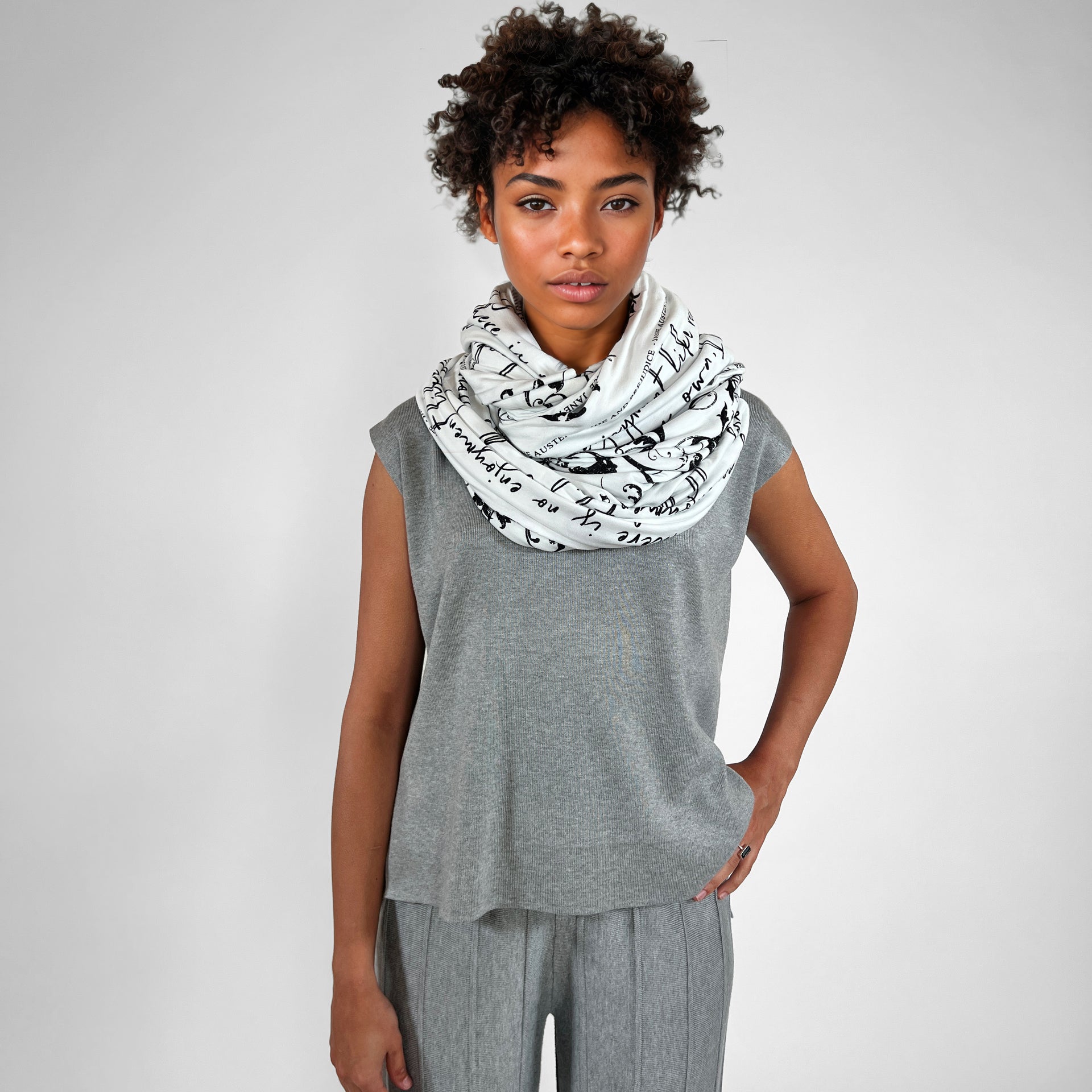 "Pride and Prejudice" book scarf. "The Library" Quote