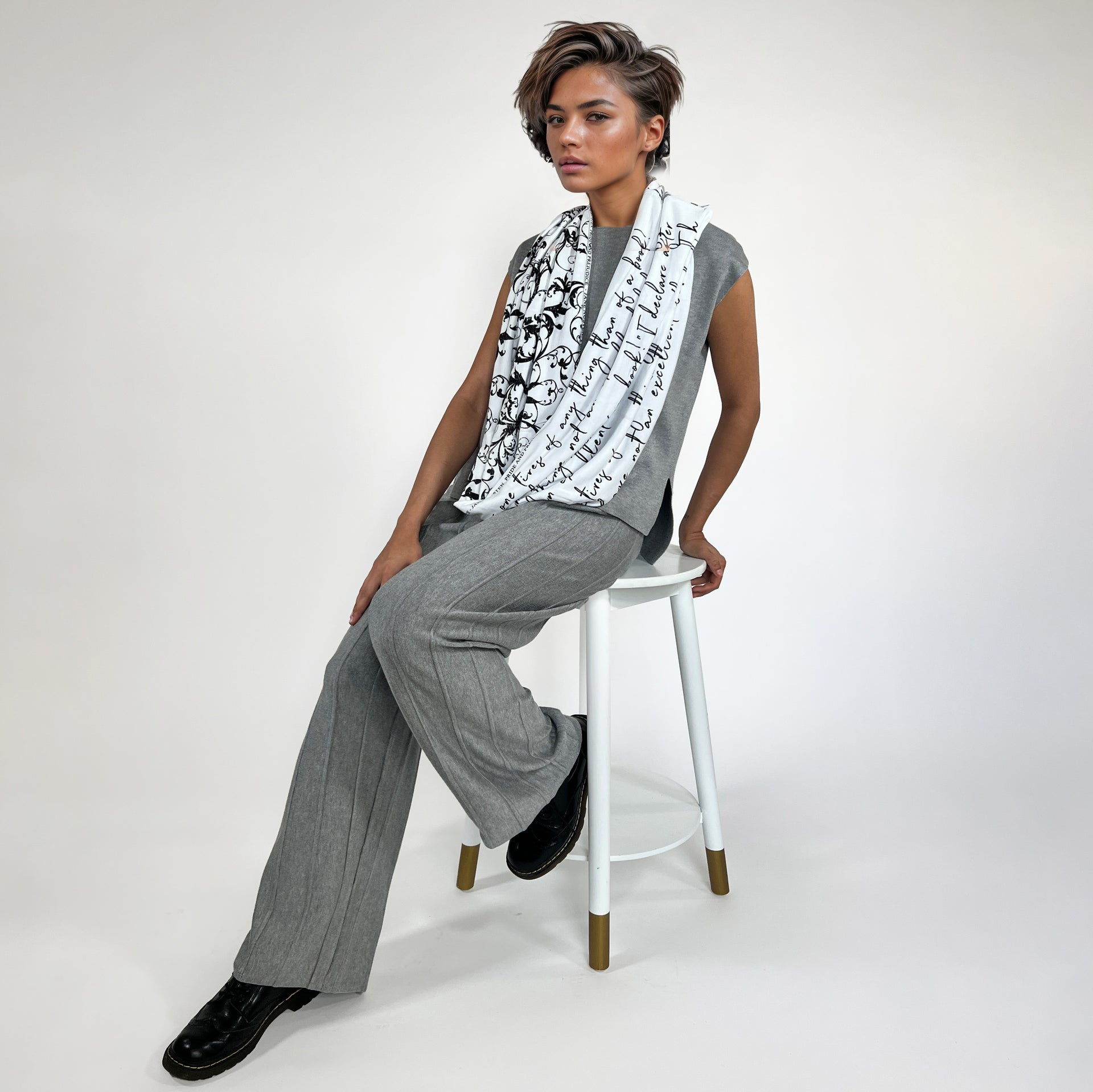 "Pride and Prejudice" book scarf. "The Library" Quote