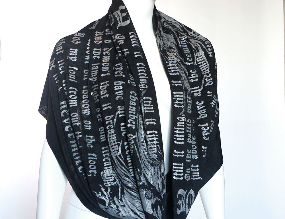 The Raven book scarf by Edgar Poe BLACK