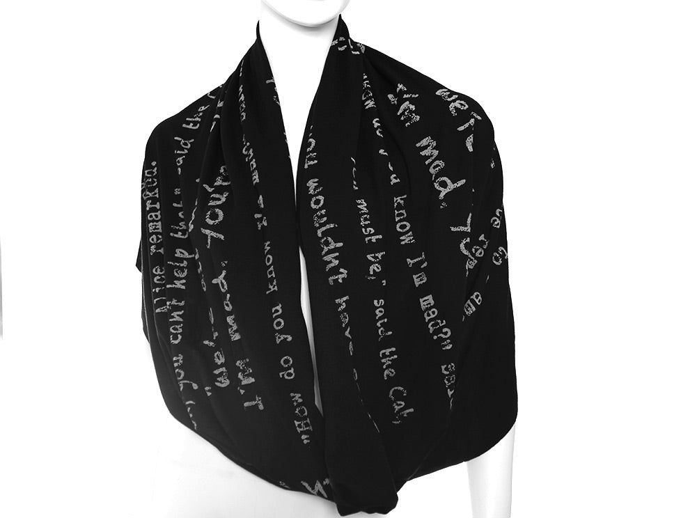 Alice in Wonderland Book Scarf by Lewis Carroll BLACK