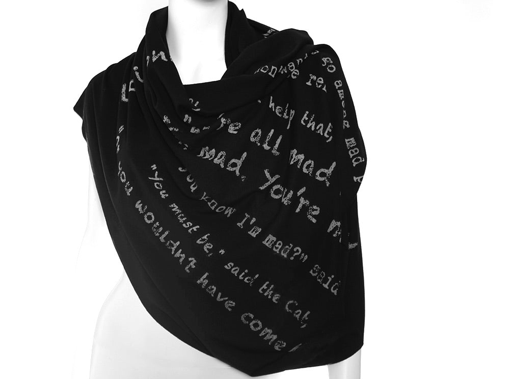 Alice in Wonderland Book Scarf by Lewis Carroll BLACK