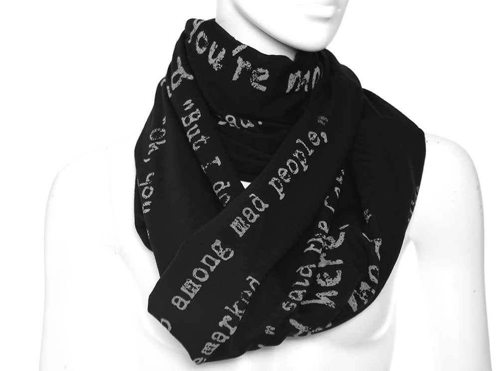 Alice in Wonderland Book Scarf by Lewis Carroll BLACK