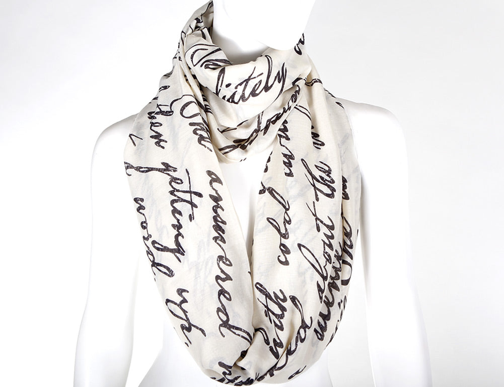 Cursive WritingText Design Book Scarf