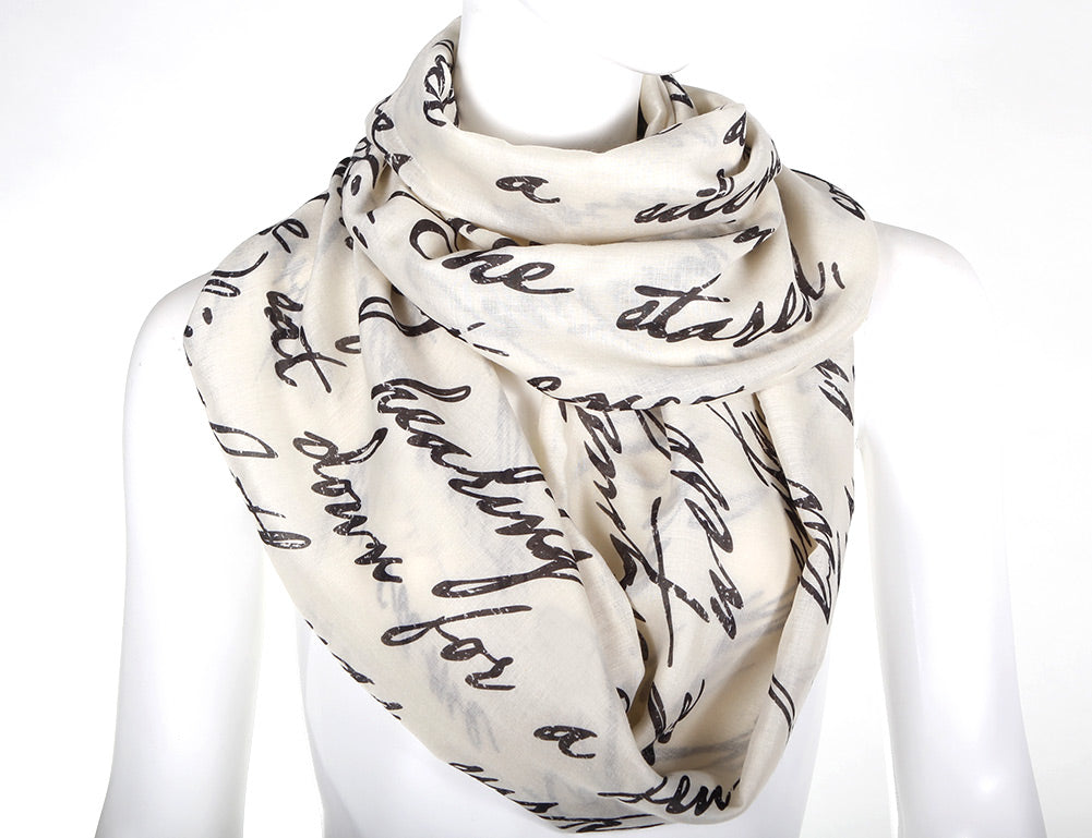 Cursive WritingText Design Book Scarf
