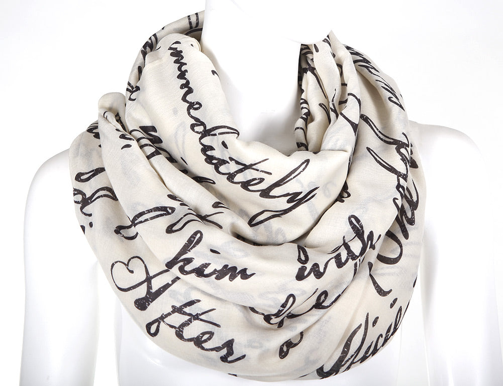 Cursive WritingText Design Book Scarf