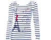 Text on t-shirt  - Paris - Je t'aime - White Black Stripes