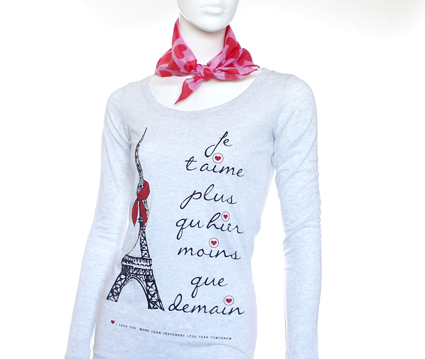 Romantic t-shirt - Paris - Je t'aime - Heather White