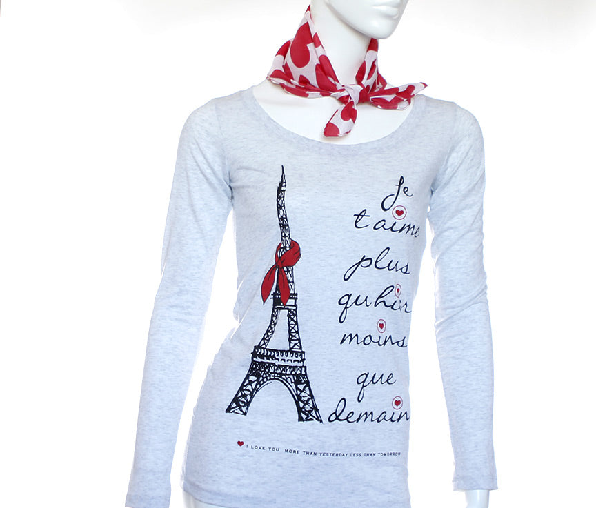 Romantic t-shirt - Paris - Je t'aime - Heather White