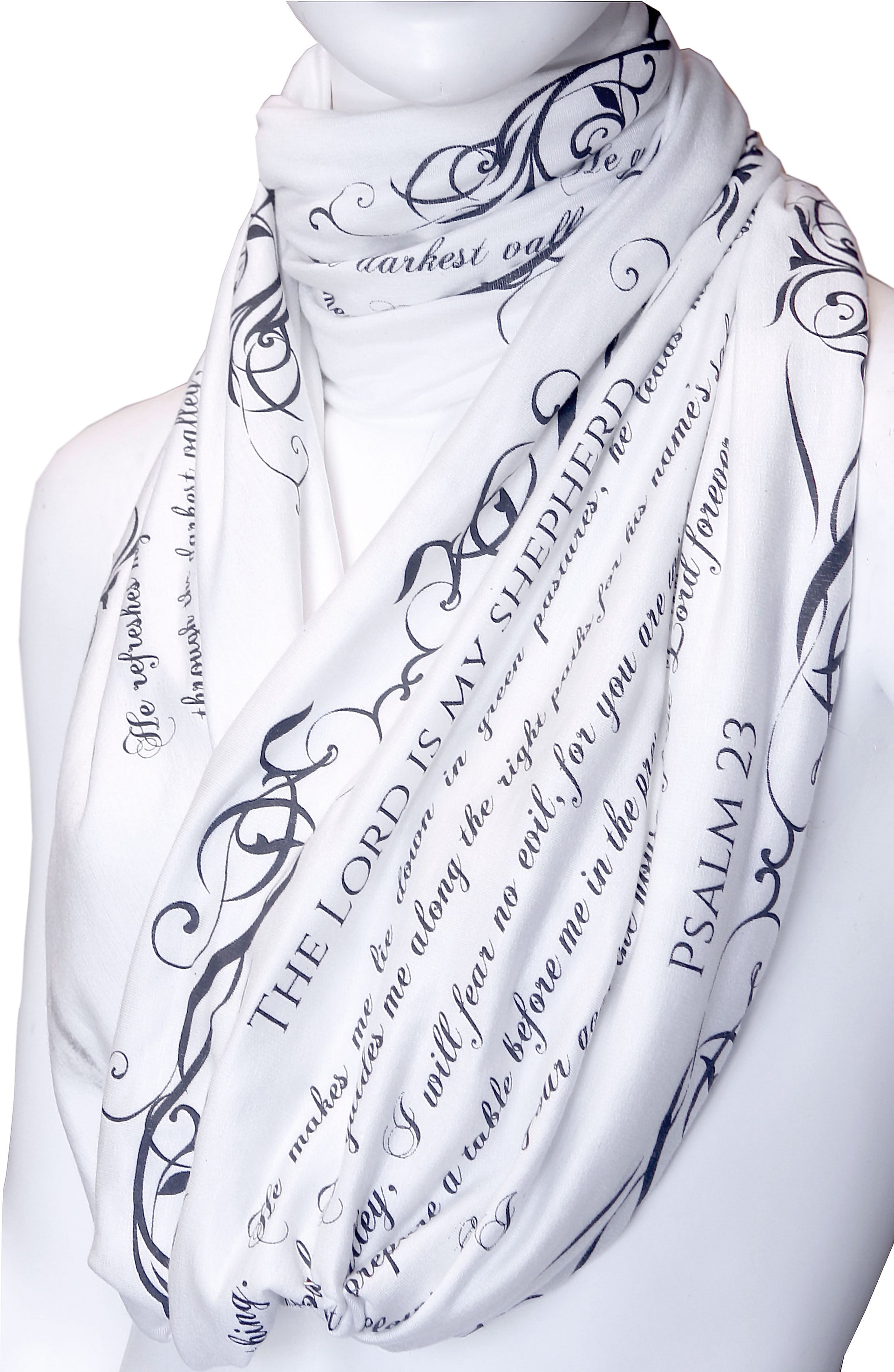 The BIBLE book scarf  PSALM 23 IVORY