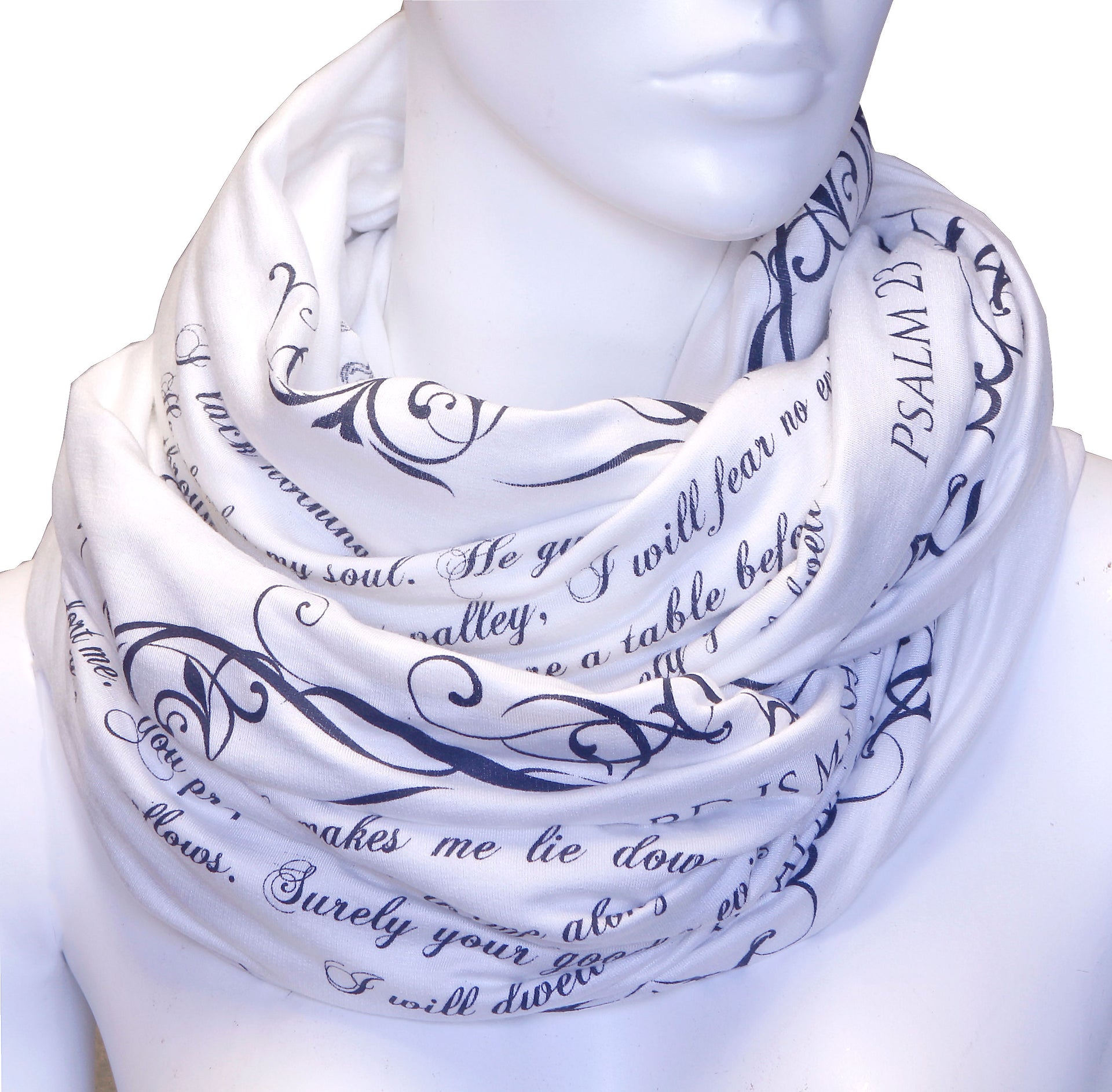 The BIBLE book scarf  PSALM 23 IVORY