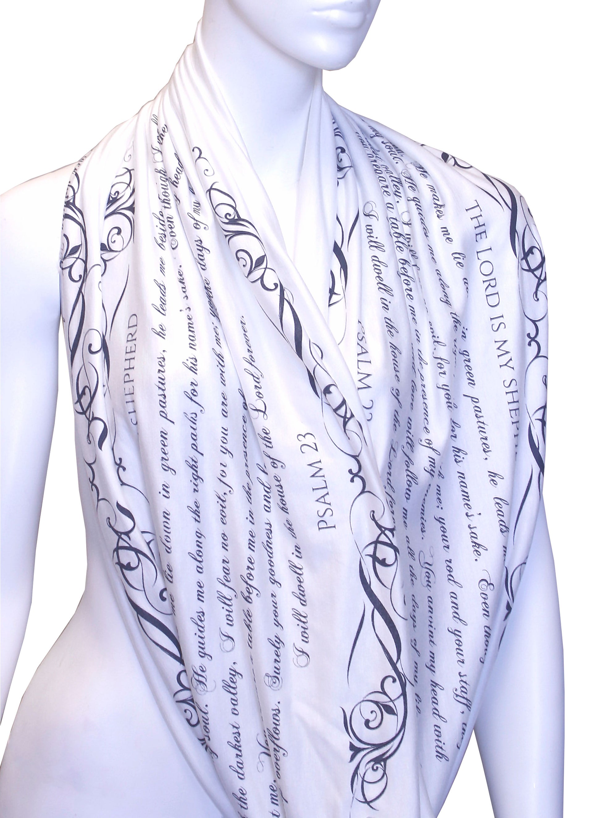 The BIBLE book scarf  PSALM 23 IVORY