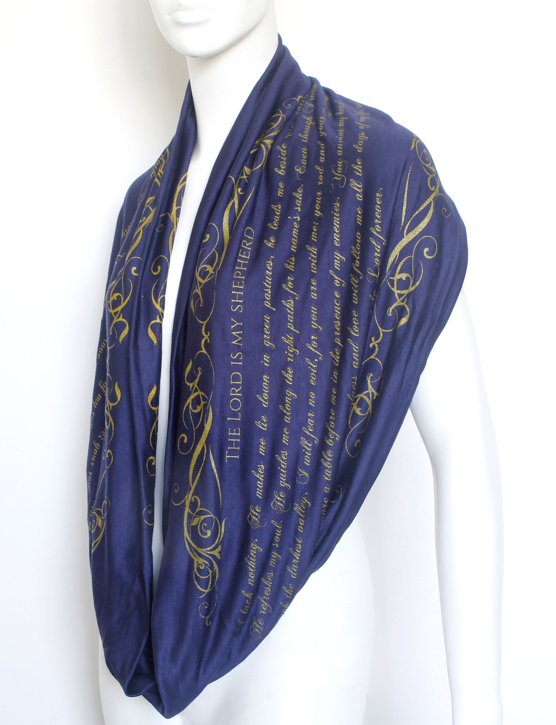 The BIBLE book scarf  PSALM 23  NAVY BLUE