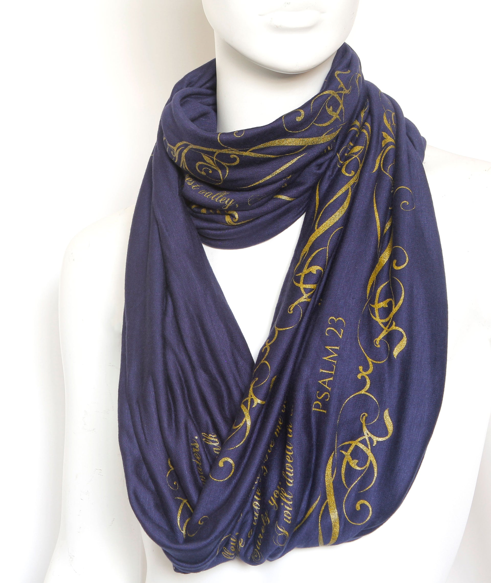 The BIBLE book scarf  PSALM 23  NAVY BLUE