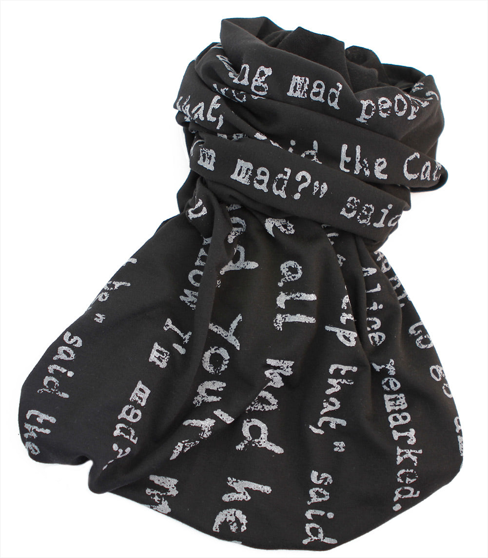Alice in Wonderland Book Scarf by Lewis Carroll BLACK