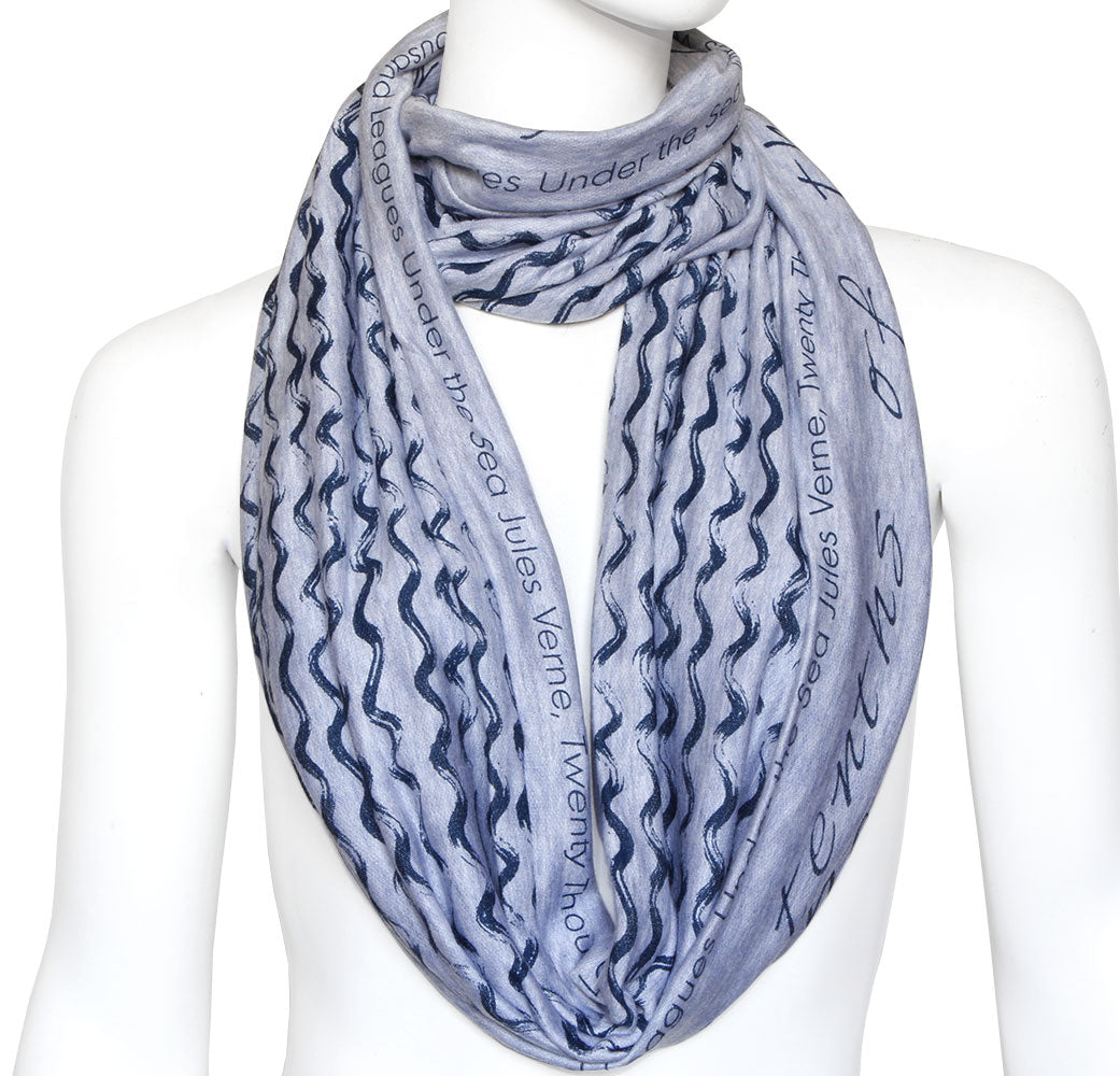 "Twenty Thousand Leagues Under the Sea" by Jules Verne Book Scarf, Nautical Gift