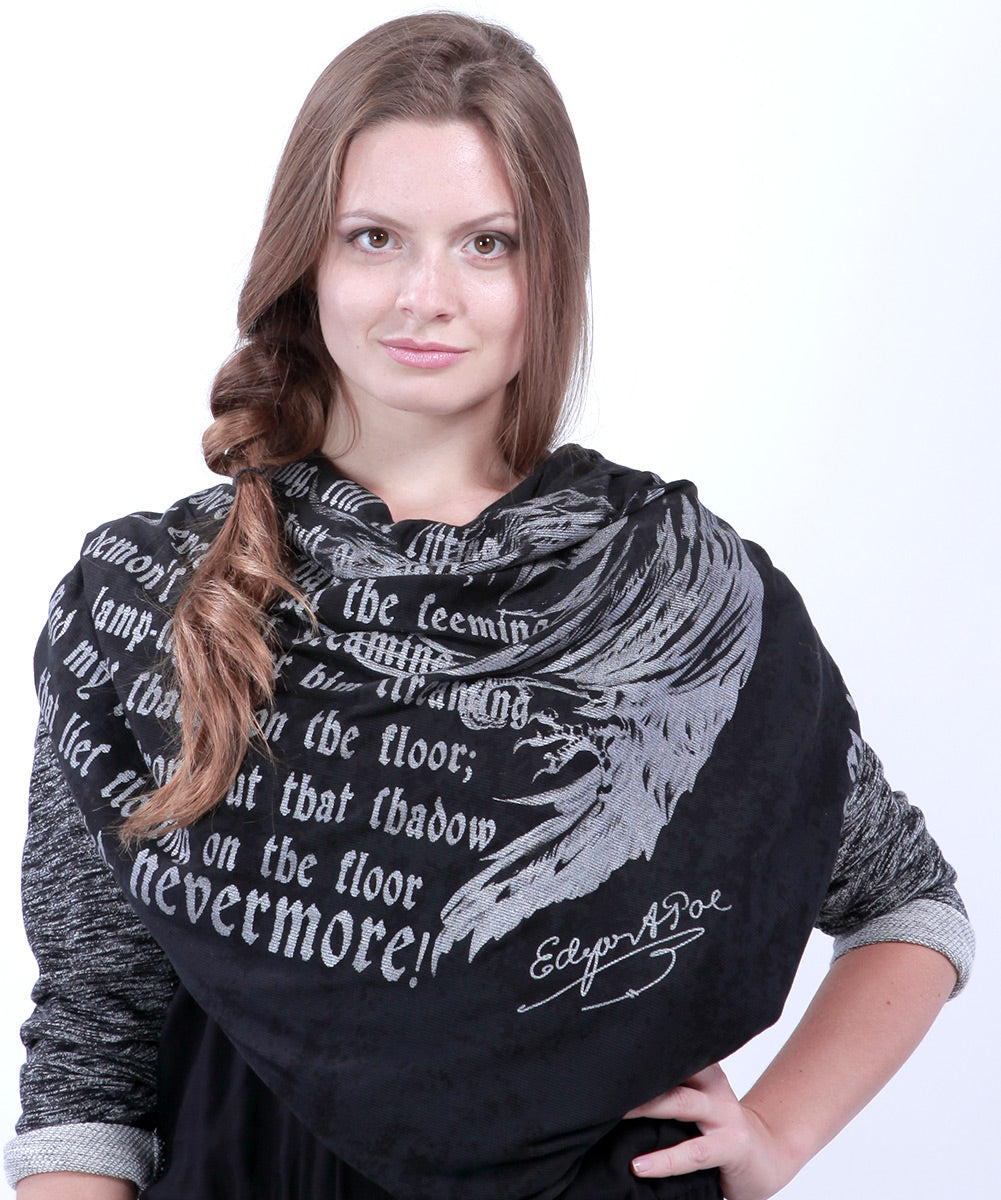 The Raven book scarf by Edgar Poe BLACK
